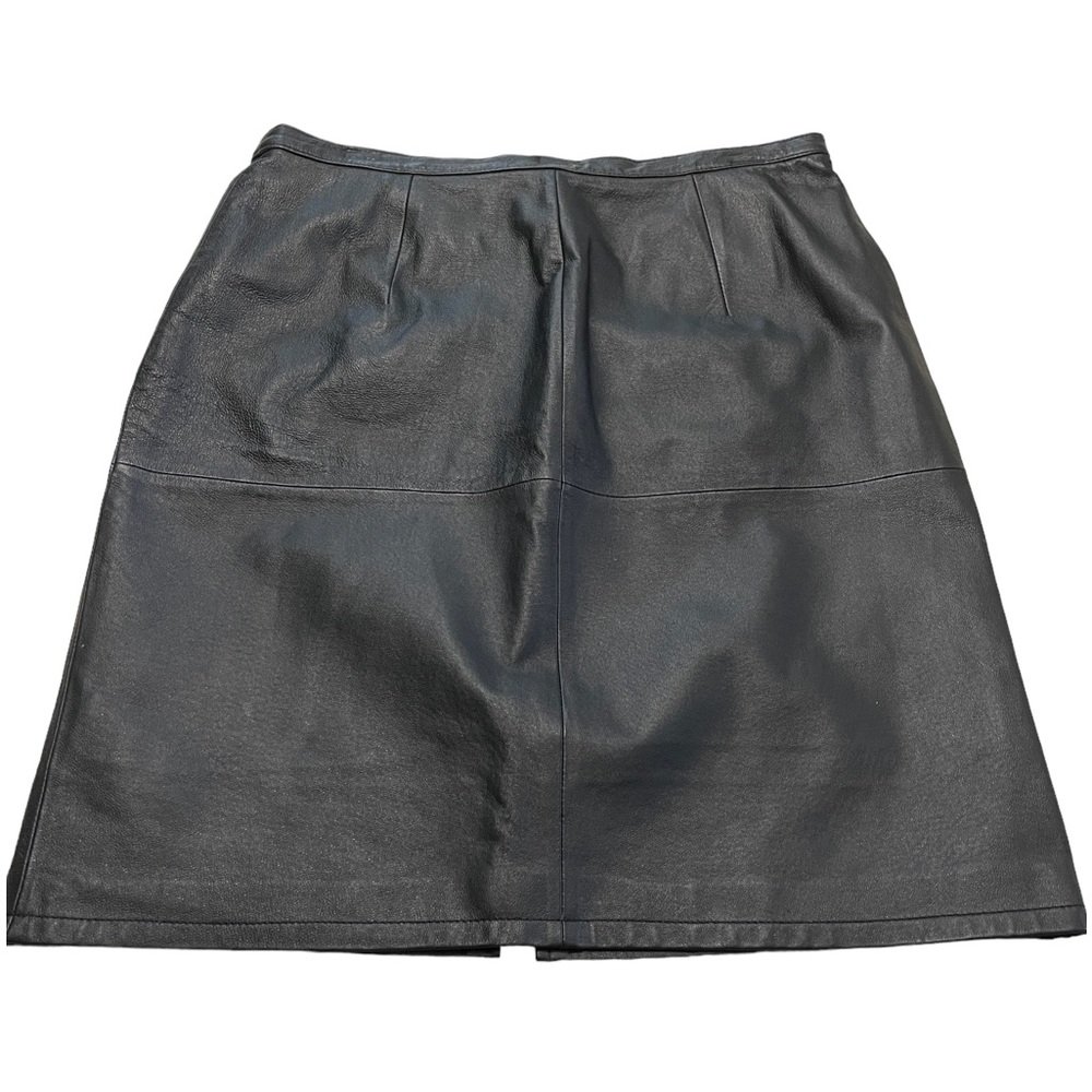 Newport News Easy Style 100% Leather Skirt in Black Size 14
